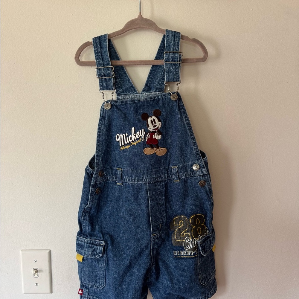 Mickey Mouse vintage Y2K denim embroidered overalls 4T